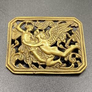 Vintage Signed HNOC Cupid & Psyche Art Nouveau Brooch Pin Museum Collection